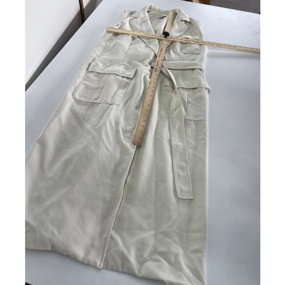 Marina Moscone Collective Vest Womens Medium White Twill Long Wrap Collared - Picture 6 of 11